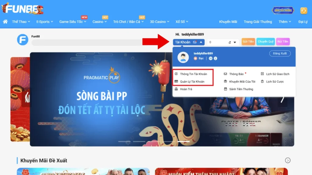 Cập nhật thông tin Fun88 bằng máy tính