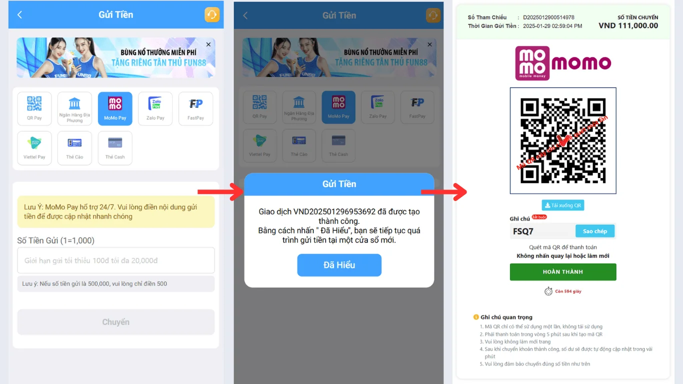 Hướng dẫn nạp tiền Fun88 qua ví điện tử