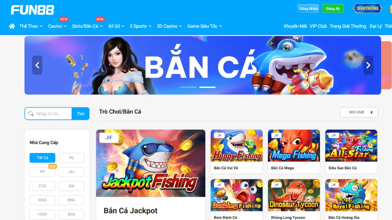 Đa dạng các tựa game bắn cá tại FUN88