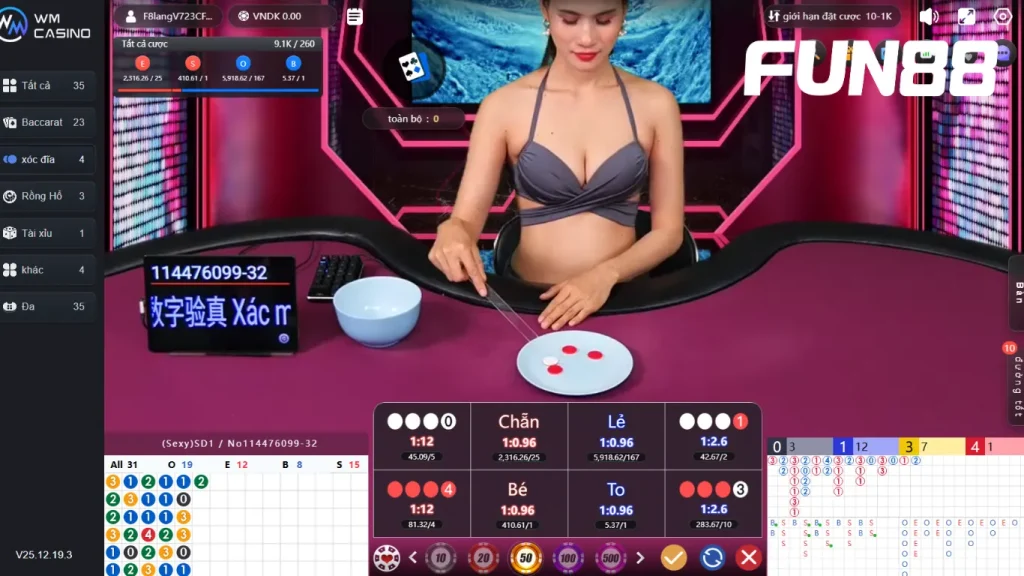 Cách đặt cược xóc đĩa online tại nhà cái FUN88
