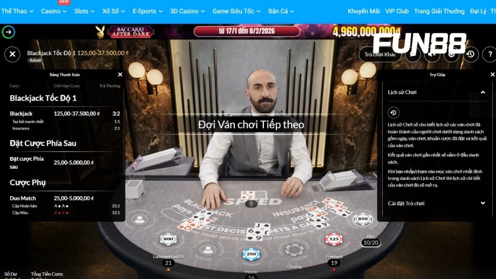 Giao diện minh bạch, chuyên nghiệp tại FUN88 – Điểm đến lý tưởng cho các tay chơi Blackjack