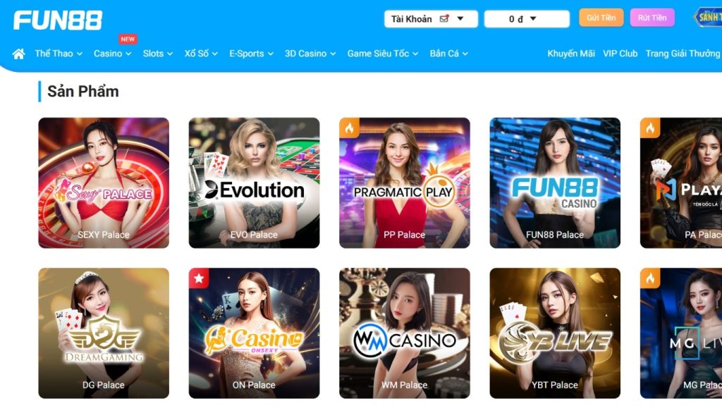 FUN88 hợp tác với hầu hết sảnh game cao cấp toàn cầu